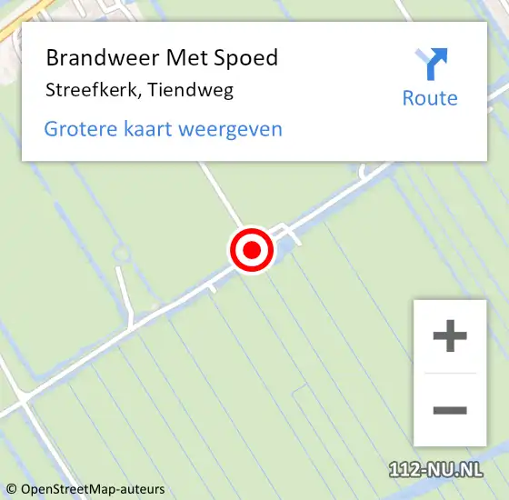 Locatie op kaart van de 112 melding: Brandweer Met Spoed Naar Streefkerk, Tiendweg op 17 juli 2015 15:03