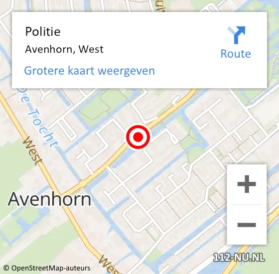 Locatie op kaart van de 112 melding: Politie Avenhorn, West op 17 juli 2015 15:09