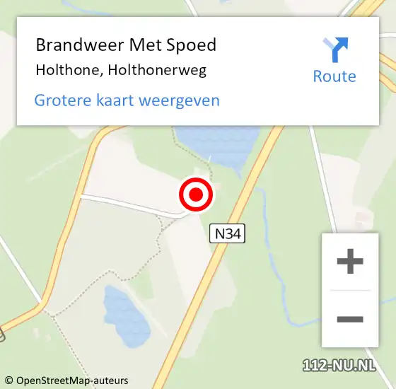 Locatie op kaart van de 112 melding: Brandweer Met Spoed Naar Holthone, Holthonerweg op 17 juli 2015 15:20