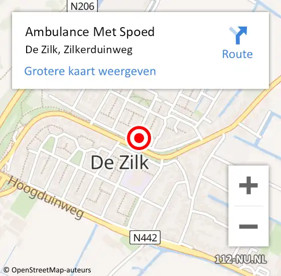 Locatie op kaart van de 112 melding: Ambulance Met Spoed Naar De Zilk, Zilkerduinweg op 17 juli 2015 15:45