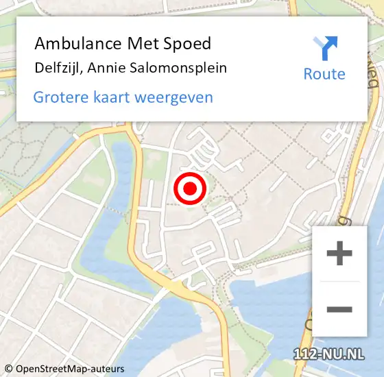 Locatie op kaart van de 112 melding: Ambulance Met Spoed Naar Delfzijl, Annie Salomonsplein op 17 juli 2015 16:05