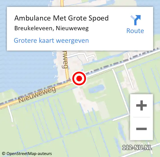 Locatie op kaart van de 112 melding: Ambulance Met Grote Spoed Naar Breukeleveen, Nieuweweg op 17 juli 2015 16:31