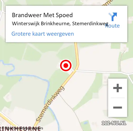 Locatie op kaart van de 112 melding: Brandweer Met Spoed Naar Winterswijk Brinkheurne, Stemerdinkweg op 17 juli 2015 16:35