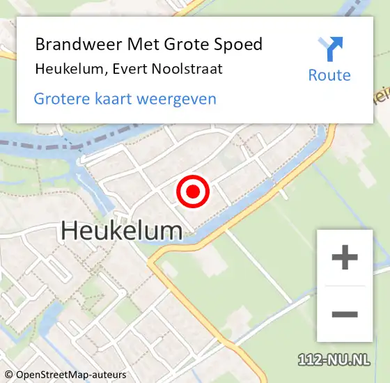 Locatie op kaart van de 112 melding: Brandweer Met Grote Spoed Naar Heukelum, Evert Noolstraat op 17 juli 2015 16:46