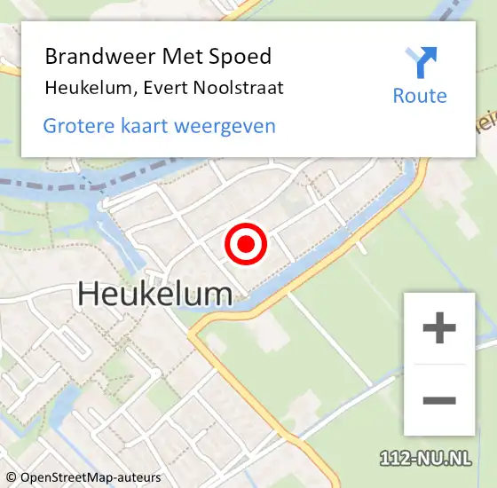 Locatie op kaart van de 112 melding: Brandweer Met Spoed Naar Heukelum, Evert Noolstraat op 17 juli 2015 17:08