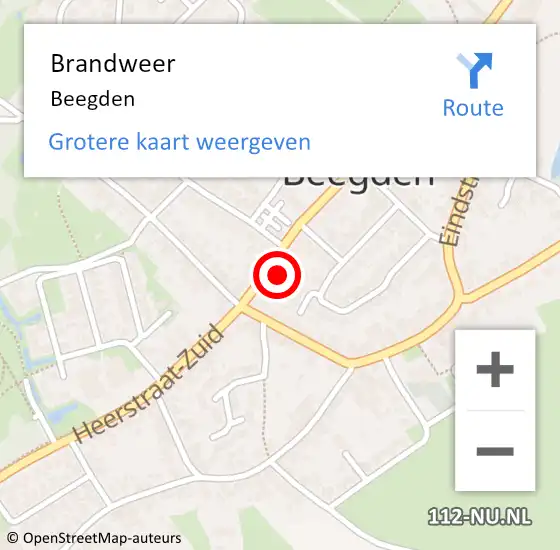 Locatie op kaart van de 112 melding: Brandweer Beegden op 17 juli 2015 17:10