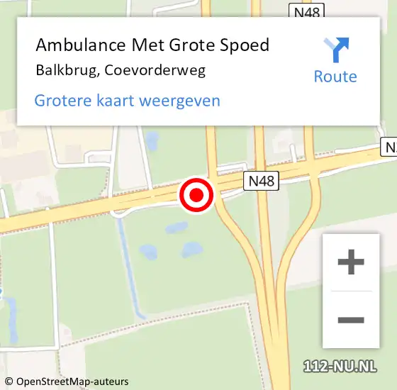 Locatie op kaart van de 112 melding: Ambulance Met Grote Spoed Naar Balkbrug, Coevorderweg op 17 juli 2015 17:13