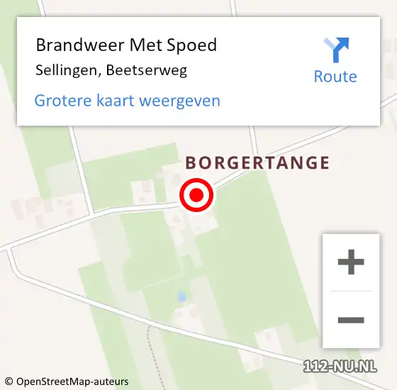 Locatie op kaart van de 112 melding: Brandweer Met Spoed Naar Sellingen, Beetserweg op 17 juli 2015 17:30