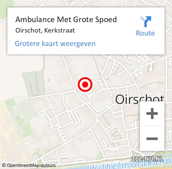 Locatie op kaart van de 112 melding: Ambulance Met Grote Spoed Naar Oirschot, Kerkstraat op 17 juli 2015 17:41