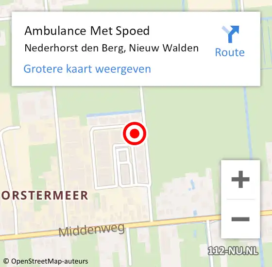 Locatie op kaart van de 112 melding: Ambulance Met Spoed Naar Nederhorst den Berg, Nieuw Walden op 17 juli 2015 18:26