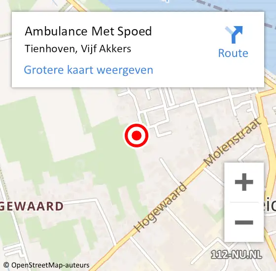Locatie op kaart van de 112 melding: Ambulance Met Spoed Naar Tienhoven, Vijf Akkers op 17 juli 2015 18:30