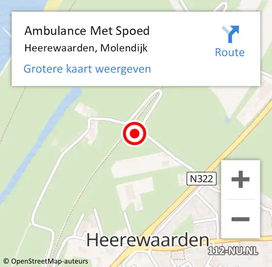 Locatie op kaart van de 112 melding: Ambulance Met Spoed Naar Heerewaarden, Molendijk op 17 juli 2015 19:12