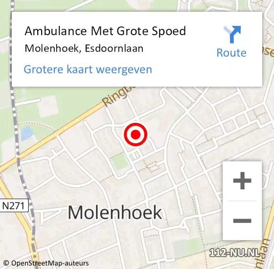 Locatie op kaart van de 112 melding: Ambulance Met Grote Spoed Naar Molenhoek, Esdoornlaan op 17 juli 2015 19:30