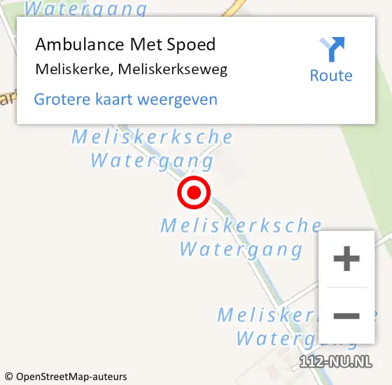 Locatie op kaart van de 112 melding: Ambulance Met Spoed Naar Meliskerke, Meliskerkseweg op 17 juli 2015 20:00