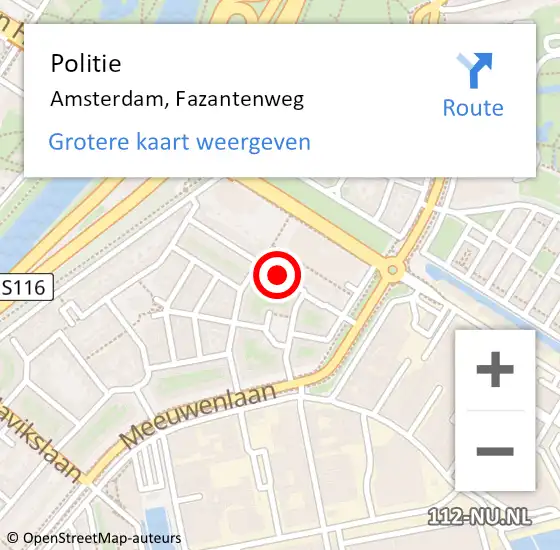 Locatie op kaart van de 112 melding: Politie Amsterdam, Fazantenweg op 17 juli 2015 20:51
