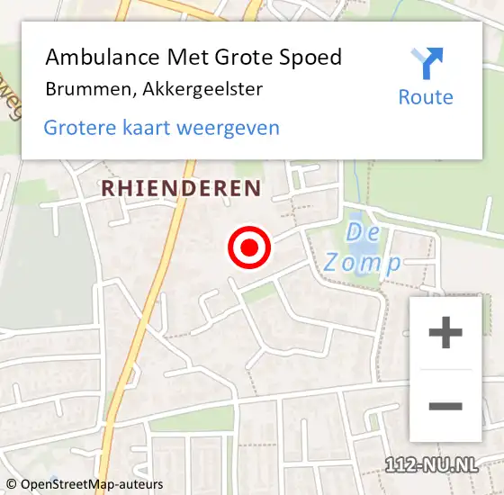 Locatie op kaart van de 112 melding: Ambulance Met Grote Spoed Naar Brummen, Akkergeelster op 17 juli 2015 21:05