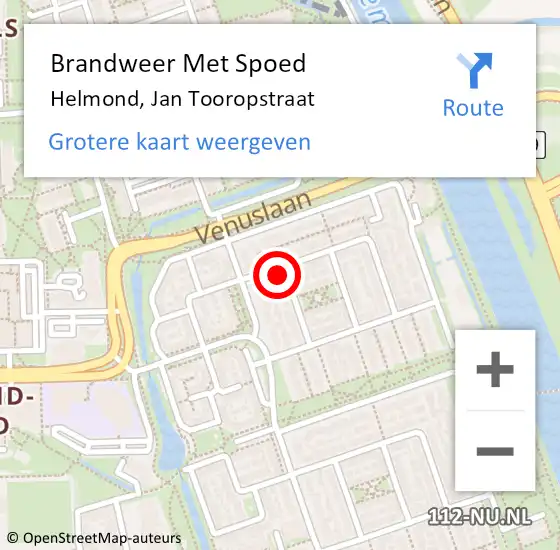 Locatie op kaart van de 112 melding: Brandweer Met Spoed Naar Helmond, Jan Tooropstraat op 17 juli 2015 21:25