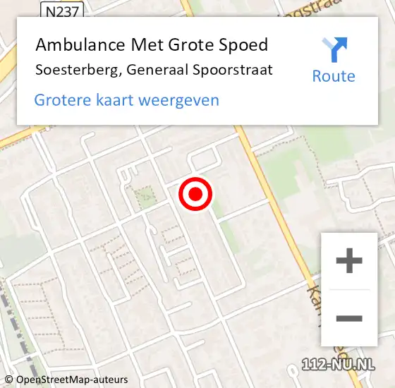 Locatie op kaart van de 112 melding: Ambulance Met Grote Spoed Naar Soesterberg, Generaal Spoorstraat op 17 juli 2015 22:40