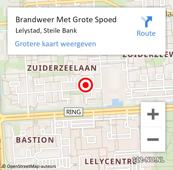 Locatie op kaart van de 112 melding: Brandweer Met Grote Spoed Naar Lelystad, Steile Bank op 17 juli 2015 23:23