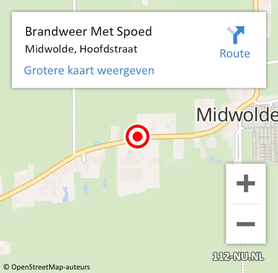 Locatie op kaart van de 112 melding: Brandweer Met Spoed Naar Midwolde, Hoofdstraat op 18 juli 2015 01:11