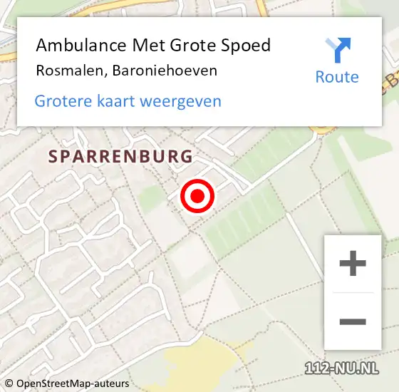 Locatie op kaart van de 112 melding: Ambulance Met Grote Spoed Naar Rosmalen, Baroniehoeven op 18 juli 2015 01:32