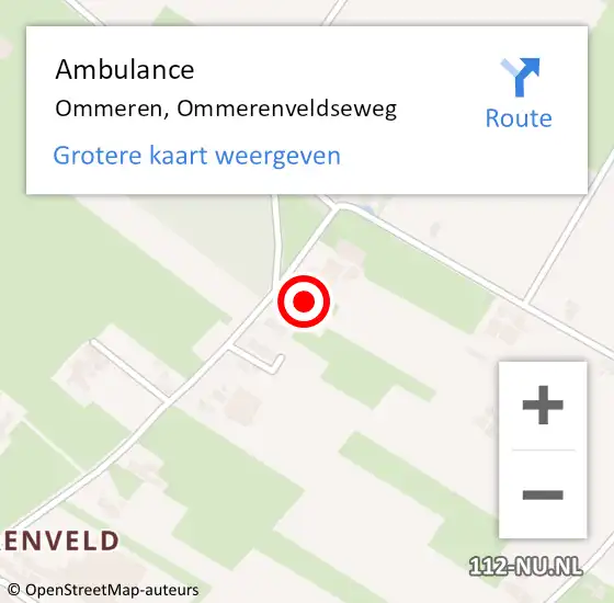 Locatie op kaart van de 112 melding: Ambulance Ommeren, Ommerenveldseweg op 18 juli 2015 02:21