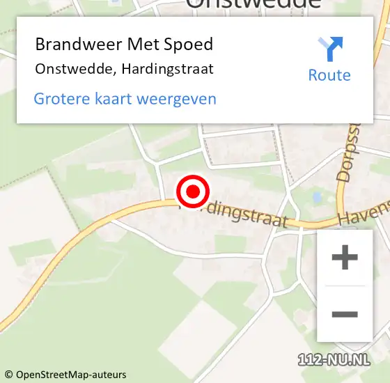 Locatie op kaart van de 112 melding: Brandweer Met Spoed Naar Onstwedde, Hardingstraat op 18 juli 2015 02:44