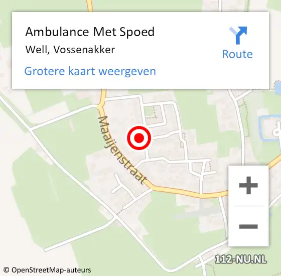 Locatie op kaart van de 112 melding: Ambulance Met Spoed Naar Well, Vossenakker op 18 juli 2015 03:05