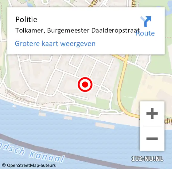 Locatie op kaart van de 112 melding: Politie Tolkamer, Burgemeester Daalderopstraat op 18 juli 2015 06:17