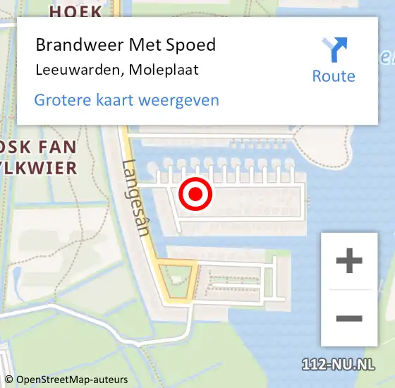 Locatie op kaart van de 112 melding: Brandweer Met Spoed Naar Leeuwarden, Moleplaat op 18 juli 2015 06:19