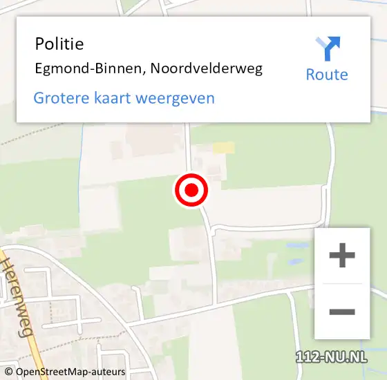 Locatie op kaart van de 112 melding: Politie Egmond-Binnen, Noordvelderweg op 18 juli 2015 06:43