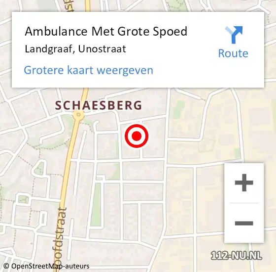 Locatie op kaart van de 112 melding: Ambulance Met Grote Spoed Naar Landgraaf, Unostraat op 14 november 2013 13:39