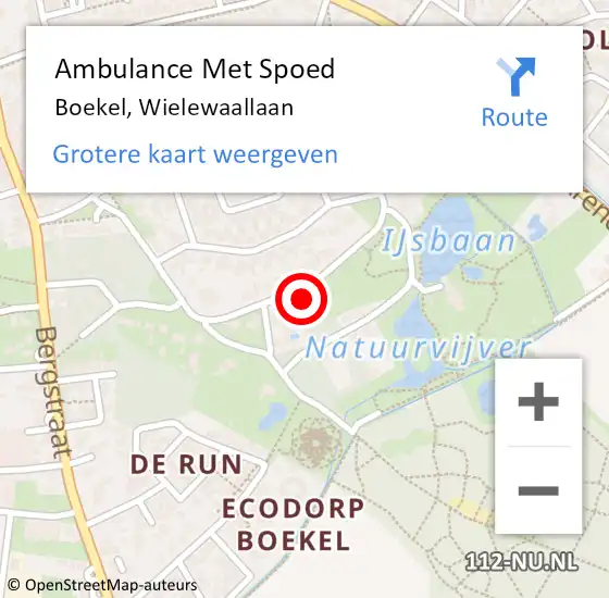 Locatie op kaart van de 112 melding: Ambulance Met Spoed Naar Boekel, Wielewaallaan op 18 juli 2015 07:40