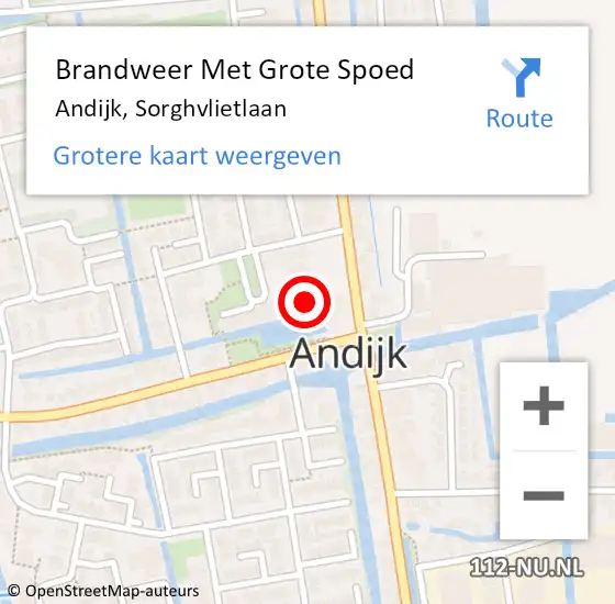 Locatie op kaart van de 112 melding: Brandweer Met Grote Spoed Naar Andijk, Sorghvlietlaan op 18 juli 2015 08:43