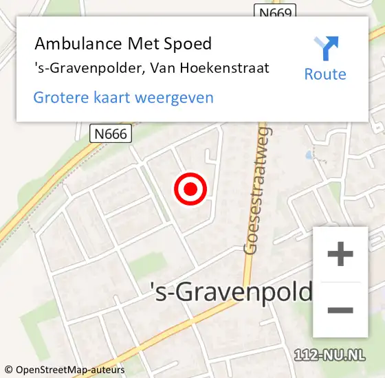 Locatie op kaart van de 112 melding: Ambulance Met Spoed Naar 's-Gravenpolder, Van Hoekenstraat op 18 juli 2015 09:48