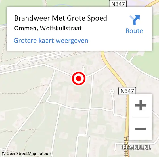 Locatie op kaart van de 112 melding: Brandweer Met Grote Spoed Naar Ommen, Wolfskuilstraat op 18 juli 2015 10:21