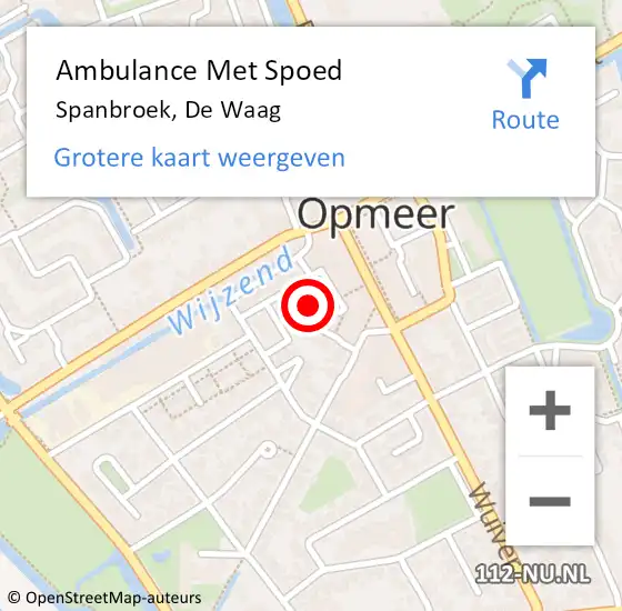 Locatie op kaart van de 112 melding: Ambulance Met Spoed Naar Spanbroek, De Waag op 18 juli 2015 10:55