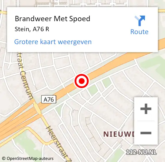 Locatie op kaart van de 112 melding: Brandweer Met Spoed Naar Stein, A76 R op 18 juli 2015 12:21