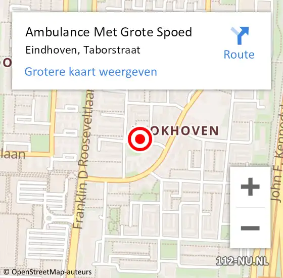 Locatie op kaart van de 112 melding: Ambulance Met Grote Spoed Naar Eindhoven, Taborstraat op 18 juli 2015 12:43