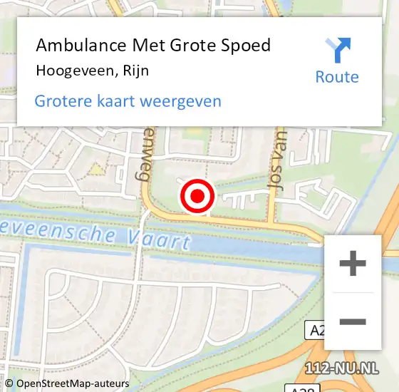 Locatie op kaart van de 112 melding: Ambulance Met Grote Spoed Naar Hoogeveen, Rijn op 18 juli 2015 12:52