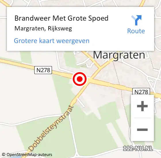 Locatie op kaart van de 112 melding: Brandweer Met Grote Spoed Naar Margraten, Rijksweg op 18 juli 2015 13:39