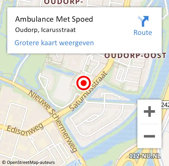 Locatie op kaart van de 112 melding: Ambulance Met Spoed Naar Oudorp, Icarusstraat op 14 november 2013 14:07