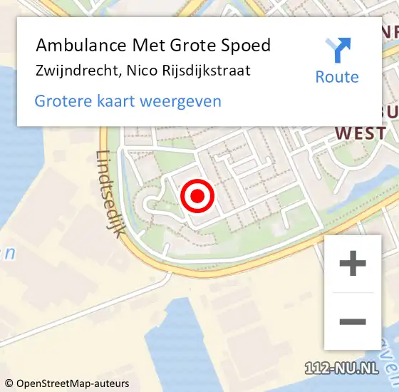 Locatie op kaart van de 112 melding: Ambulance Met Grote Spoed Naar Zwijndrecht, Nico Rijsdijkstraat op 18 juli 2015 14:39