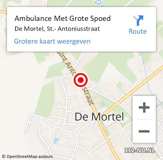 Locatie op kaart van de 112 melding: Ambulance Met Grote Spoed Naar De Mortel, St.- Antoniusstraat op 18 juli 2015 15:06