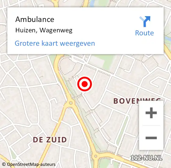 Locatie op kaart van de 112 melding: Ambulance Huizen, Wagenweg op 18 juli 2015 16:39