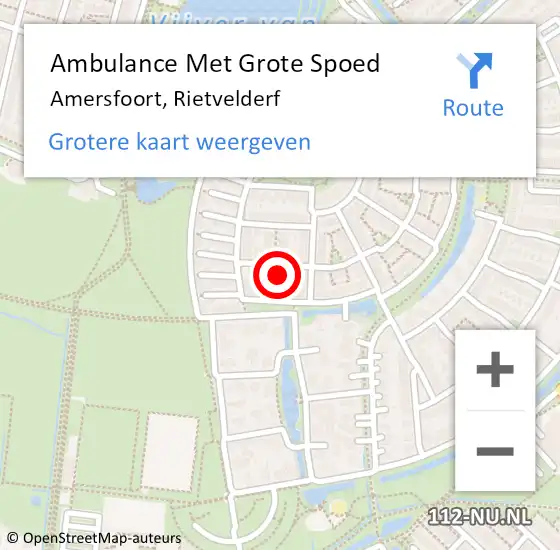 Locatie op kaart van de 112 melding: Ambulance Met Grote Spoed Naar Amersfoort, Rietvelderf op 18 juli 2015 16:39