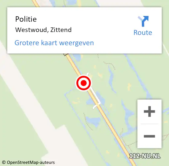 Locatie op kaart van de 112 melding: Politie Westwoud, Zittend op 18 juli 2015 16:48