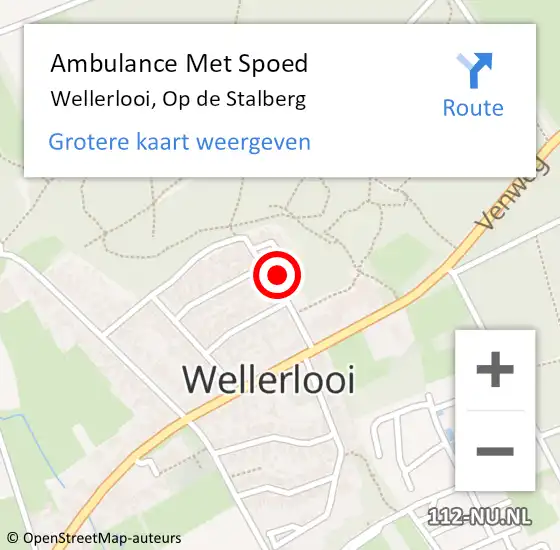 Locatie op kaart van de 112 melding: Ambulance Met Spoed Naar Wellerlooi, Op de Stalberg op 18 juli 2015 17:01