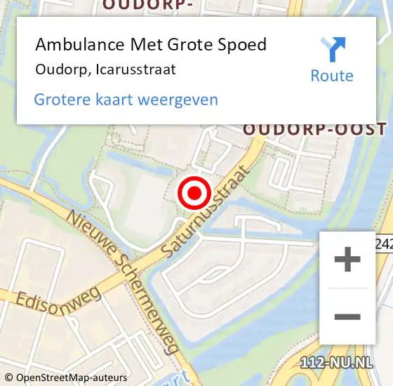 Locatie op kaart van de 112 melding: Ambulance Met Grote Spoed Naar Oudorp, Icarusstraat op 14 november 2013 14:23