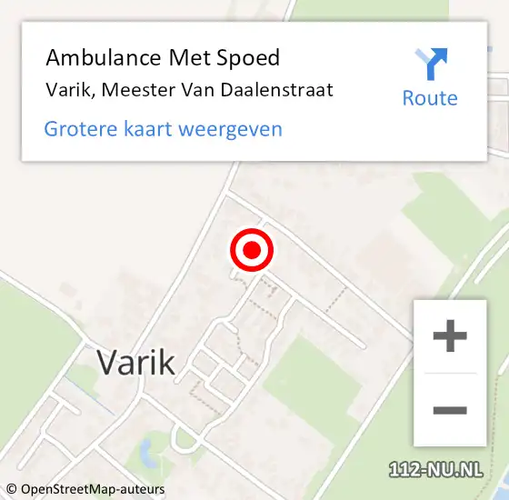 Locatie op kaart van de 112 melding: Ambulance Met Spoed Naar Varik, Meester Van Daalenstraat op 18 juli 2015 17:36